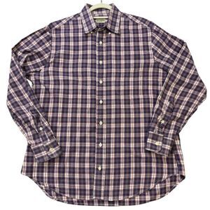 Gitman Bros _Plaid Cotton Shirt Button Down Men's sz L Multicolor